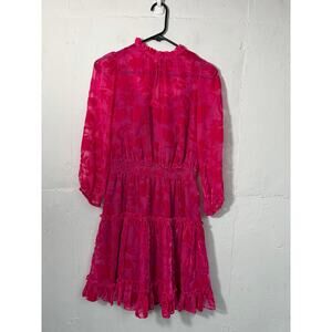 Shoshanna Arlene Tiered Velvet Burnout Mini Dress Size 4 Pink